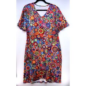 Multicolor Retro Circle Dress Sz 2XL Art to Wear Maximalist Dopamine Teacher